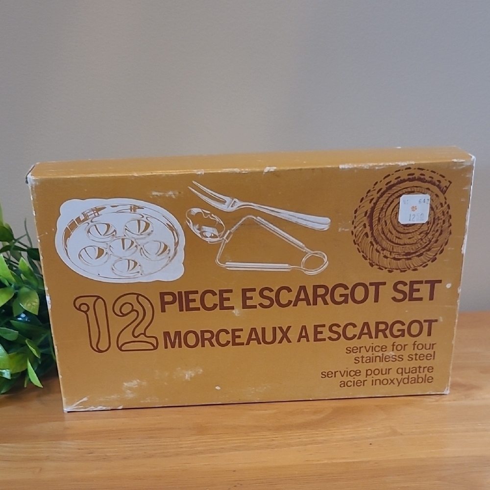 VINTAGE 10 Piece Escargot Set, Stainless Steel - Picture 2 of 14